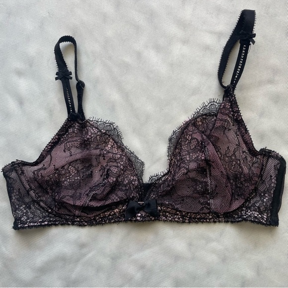 Victoria’s Secret Very Sexy Black Lace Unlined Plunge Bra 34C - Picture 2 of 7